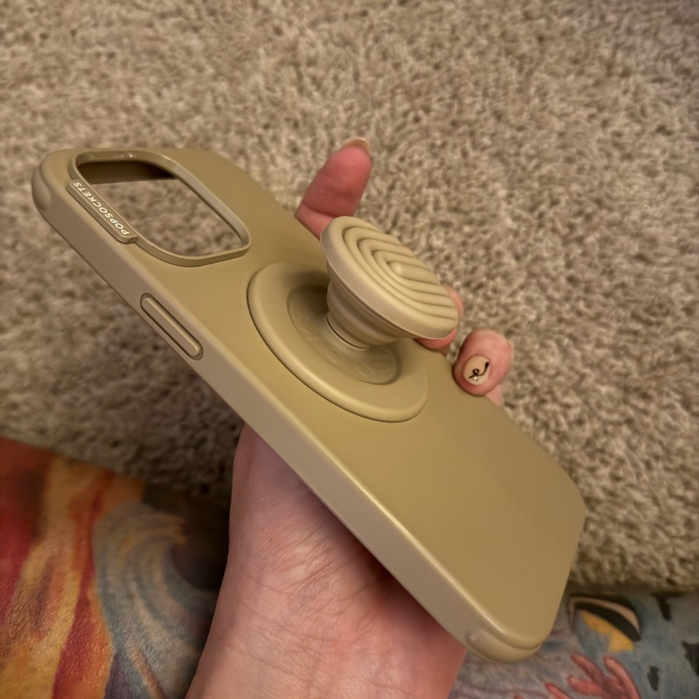 Pop Socket Tan iPhone 14 Pro Max Case with Grip